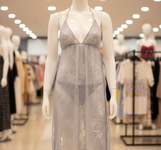 Silver Mist Mesh Babydoll Set