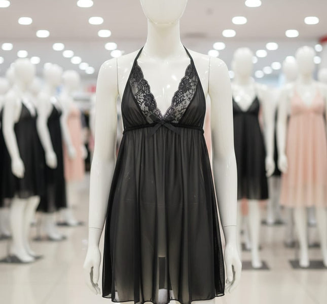 Classic Onyx Mesh Babydoll Set