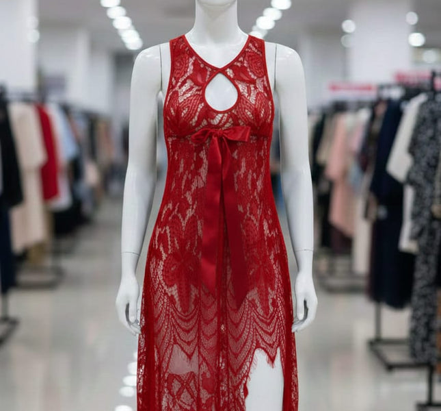 Midnight Silk-Bow Mesh Shirt