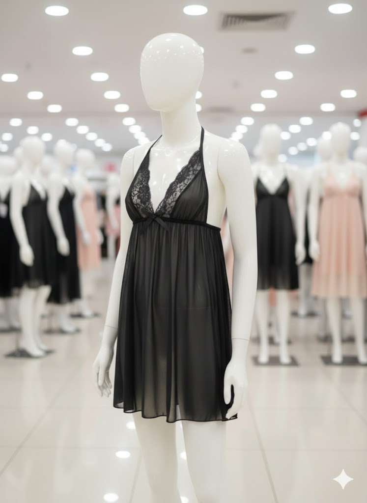 Classic Onyx Mesh Babydoll Set