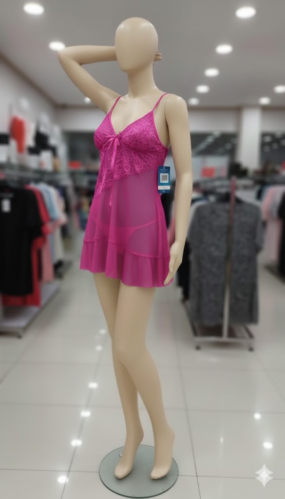 Fuchsia Allure Lace & Mesh Chemise