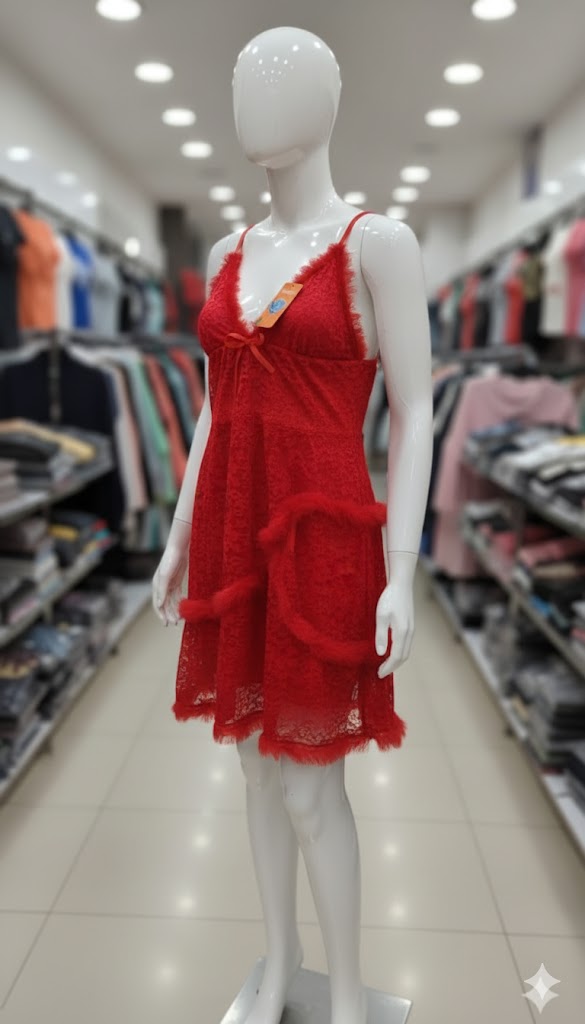 Scarlet Lace Keyhole Knee-Skirt with Satin Bow